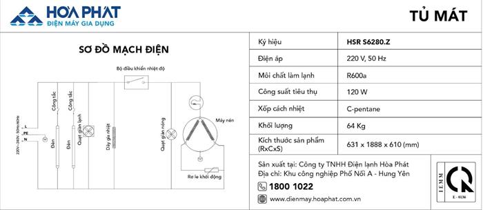 Tủ mát 2 cánh Hòa Phát 280 lít HSR S6280.Z